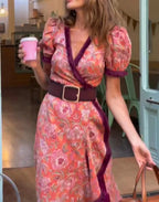 ELISARA™ – PUFF SLEEVE MAXI DRESS WITH ASYMMETRICAL SKIRT
