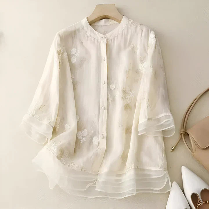 ADELLE™ | ELEGANT TOP WITH EMBROIDERED FLOWERS